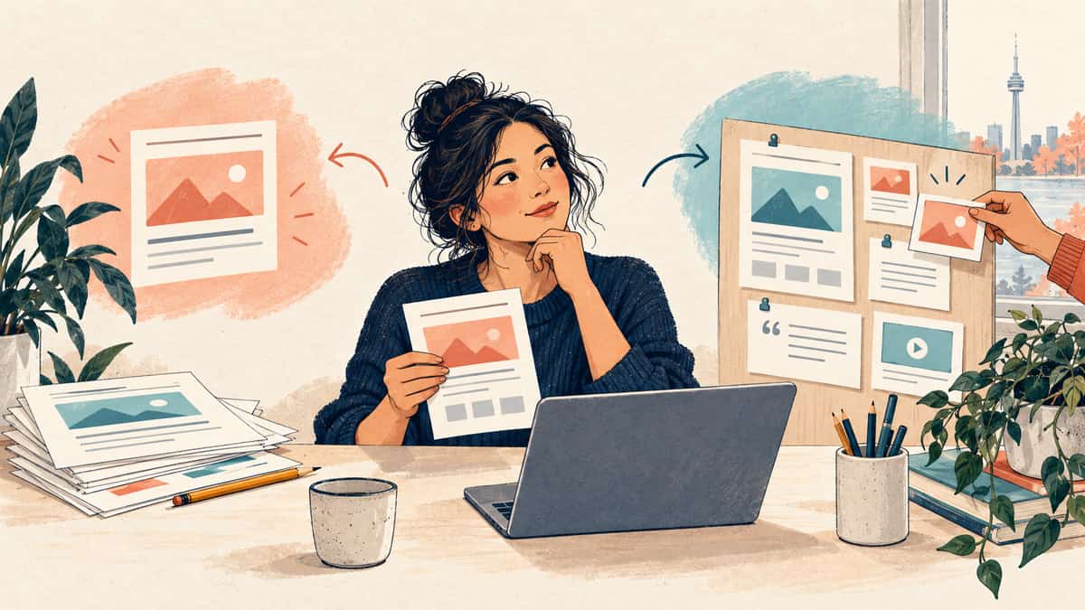 Illustration of a business owner choosing between editing a few website pages directly and using a shared publishing board